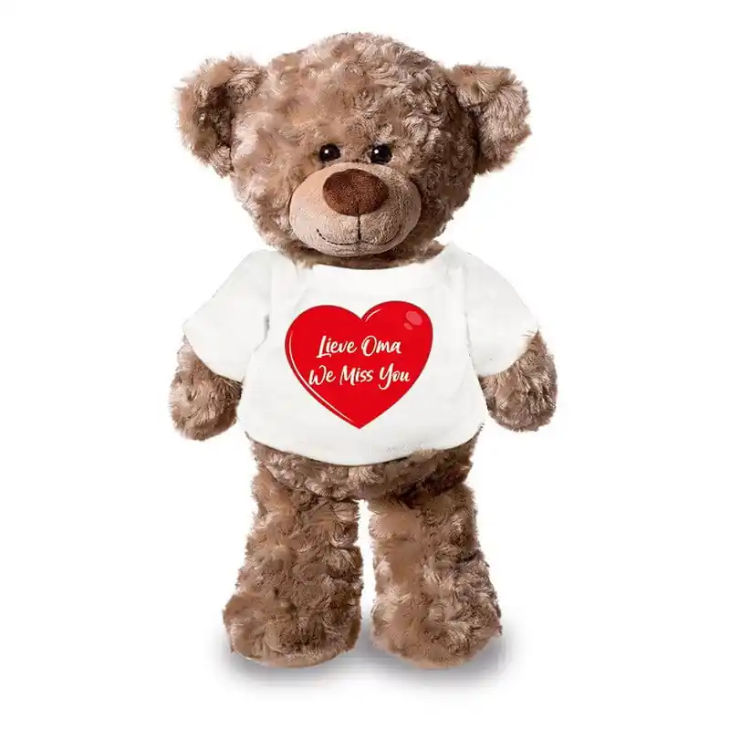 Knuffel teddybeer oma - pluche - 24 cm - met shirt - cadeau Korting