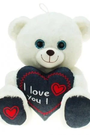 Koopje Kruger pluche beer - wit - I love you - 30 cm - knuffel