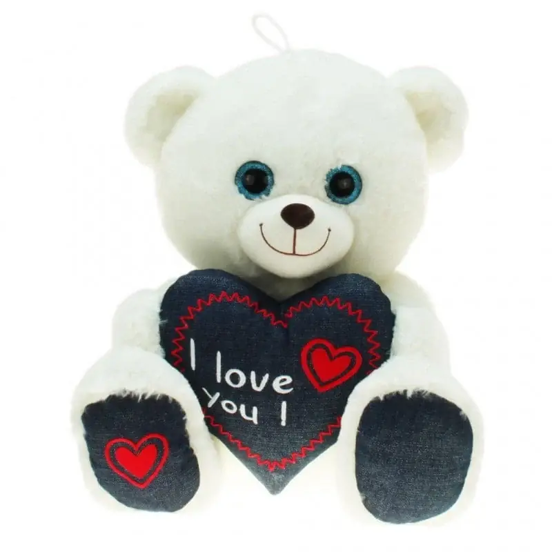 Lage Prijs Kruger knuffelbeer wit - pluche - 25 cm - I love you
