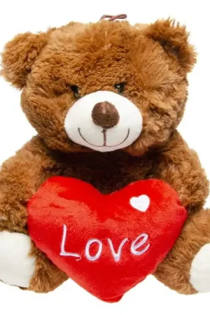 Hoge Kwaliteit Pluche beer - 23 cm - bruin - knuffel met hartje