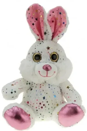 Laatste Kans Pluche witte paashaas knuffel - sterretjes - 25 cm