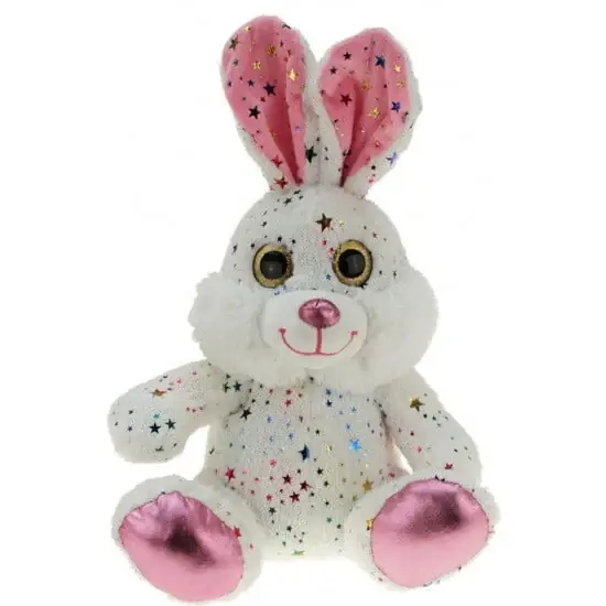 Laatste Kans Pluche witte paashaas knuffel - sterretjes - 25 cm