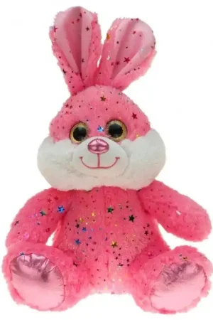 Roze paashaas knuffel met sterretjes - pluche - 25 cm Flitsaanbieding