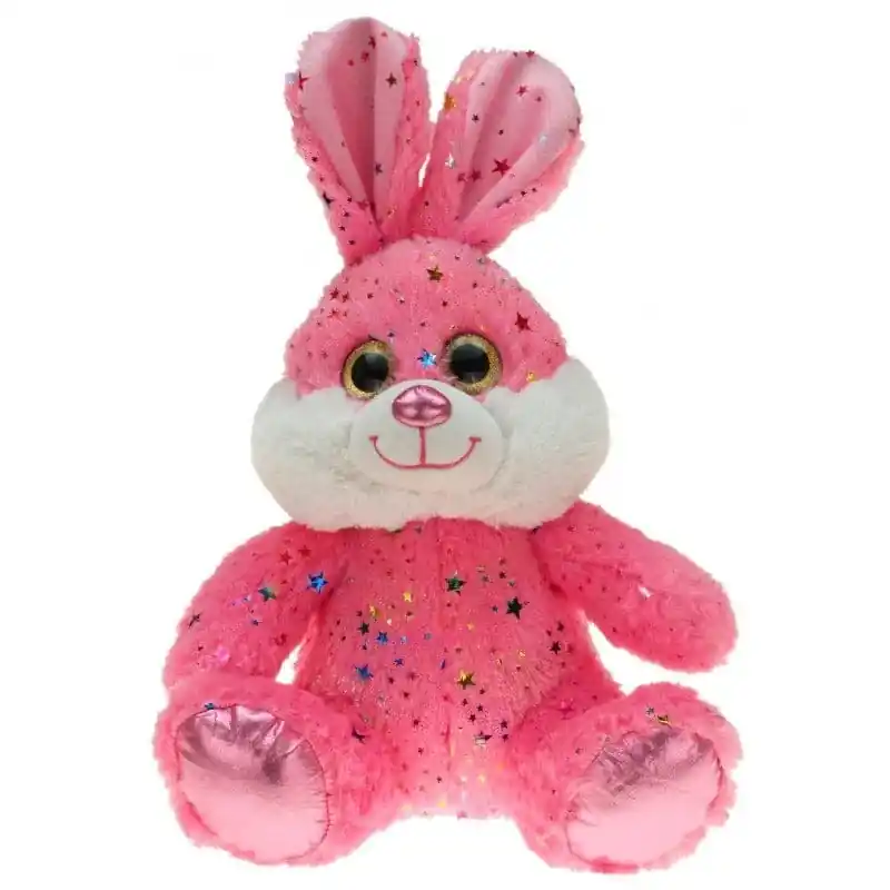 Roze paashaas knuffel met sterretjes - pluche - 25 cm Flitsaanbieding
