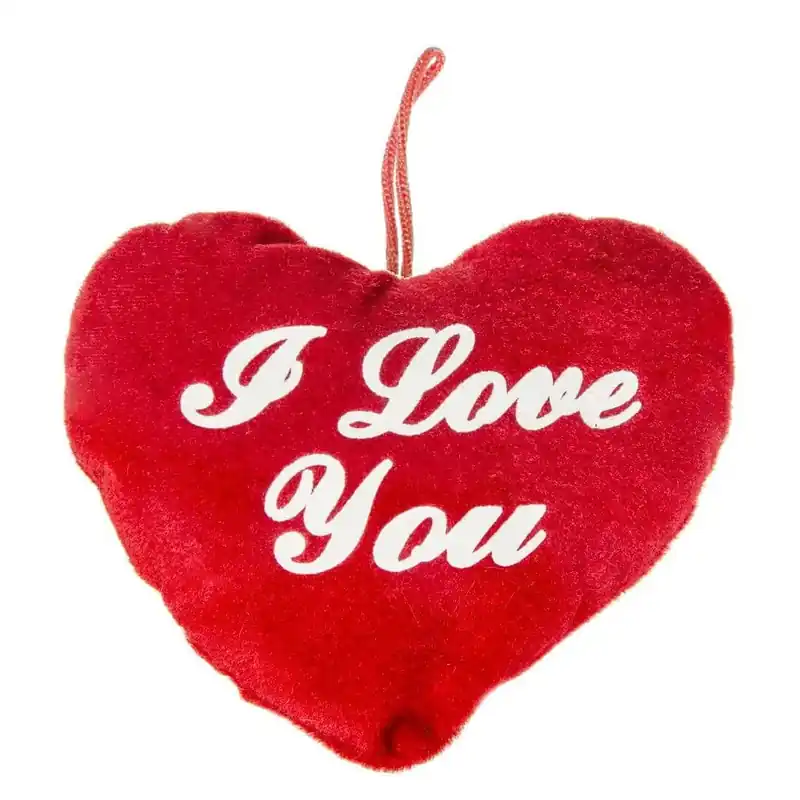 Hart kussen rood - pluche - 13 cm - I Love You Nieuw