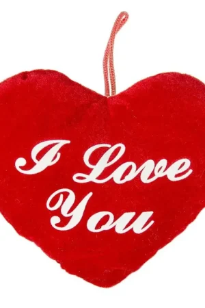 Superprijs Pluche hartje - rood - I Love You - cadeau - decoratie
