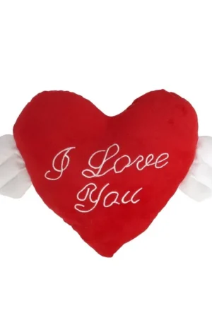 Uitverkoop Pluche rood hart kussen - met vleugels - I Love You - 65 cm