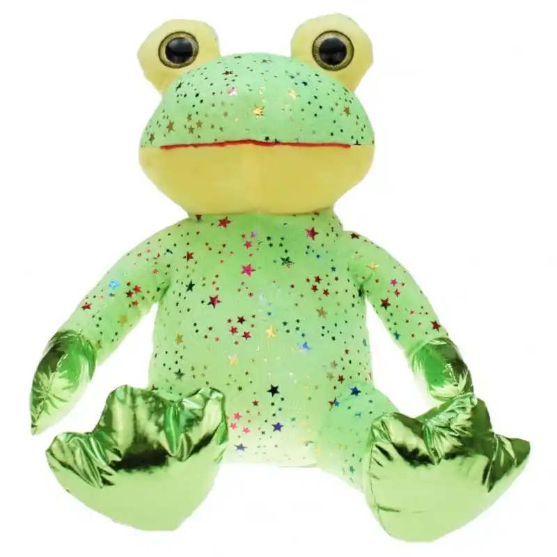 Bestel Nu Pluche groene kikker knuffel - glitters - 30 cm - speelgoed