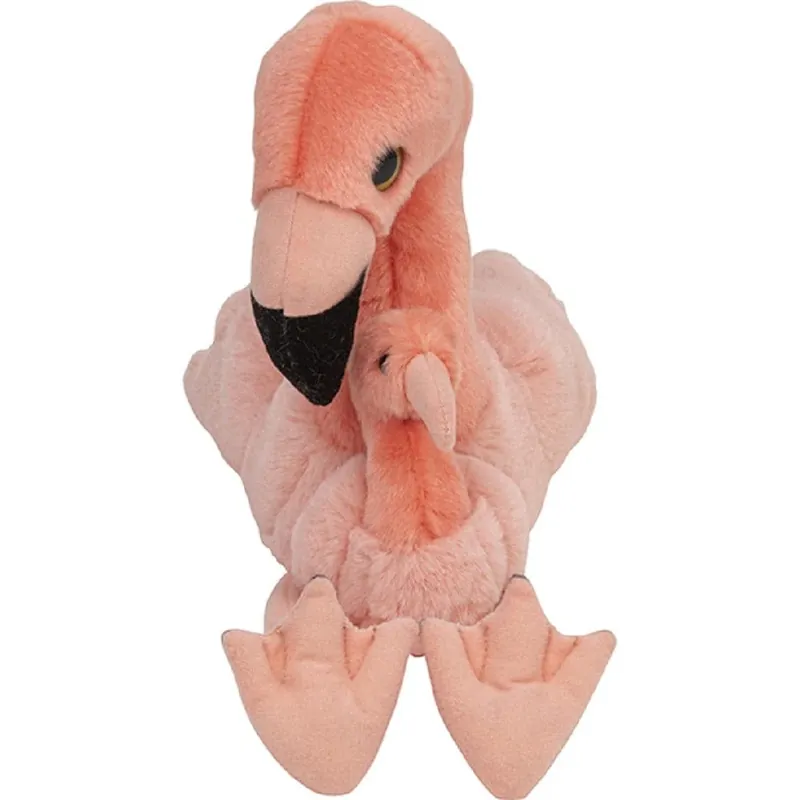 Beperkt Aanbod Nature Planet flamingo knuffel - pluche - 22 cm - met baby