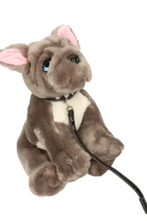 Nieuw Keel Toys Franse Bulldog knuffel - pluche - 30 cm - grijs/wit - met riem