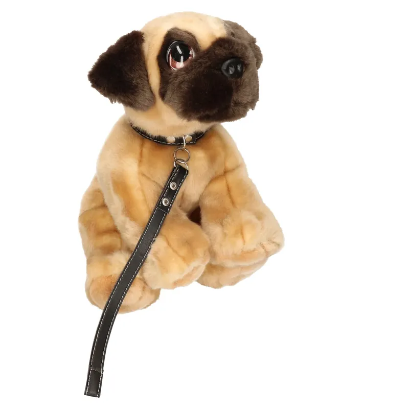 Lage Kosten Keel Toys mopshond knuffel - pluche - met riem - 30 cm