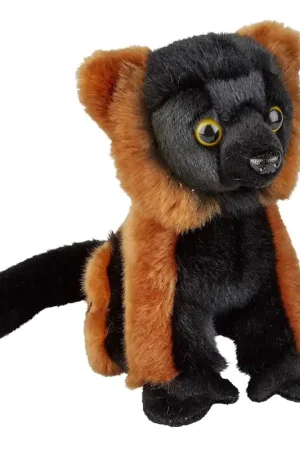 Bestseller Lemur knuffel aapje - pluche - 18 cm - rood/zwart