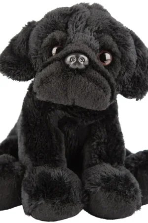 Alleen Vandaag Pluche mopshond knuffel - zwart - 13 cm - zacht speelgoed