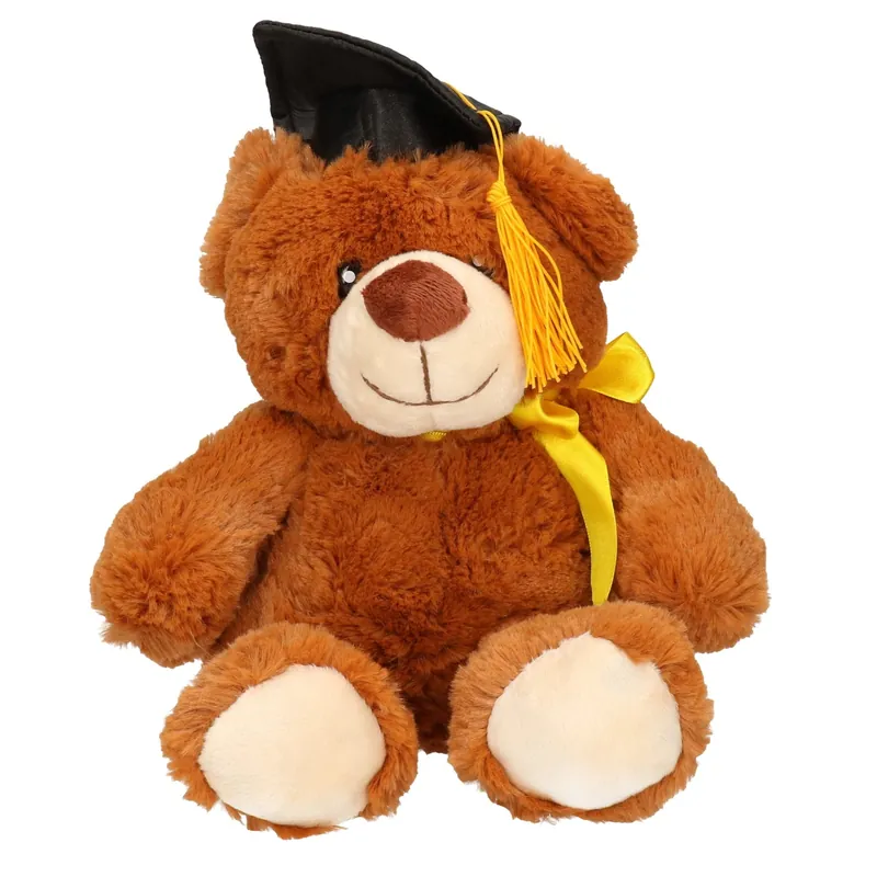 Pia Soft Toys geslaagd beer - pluche - bruin - 20 cm - afstudeercadeau Nu Kopen