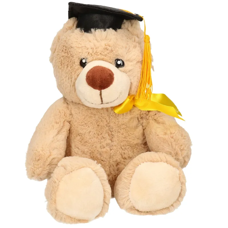 Rechtstreeks Van De Fabrikant Pia pluche beer geslaagd - beige - 20 cm - afstudeercadeau