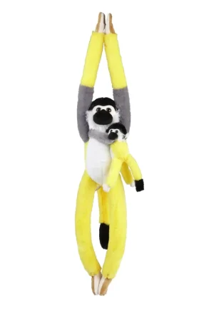 Aapje met jong knuffel - pluche - 90 cm - hangend - klittenband Lage Kosten