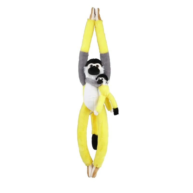 Aapje met jong knuffel - pluche - 90 cm - hangend - klittenband Lage Kosten