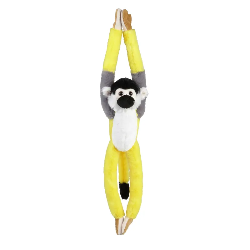 Ravensden aapje knuffel - pluche - 65 cm - geel/wit/grijs - hangend Korting