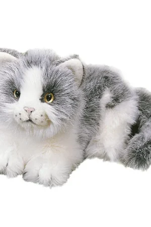 Laatste Kans Grijze en witte kat knuffel - pluche - 20 cm - poes