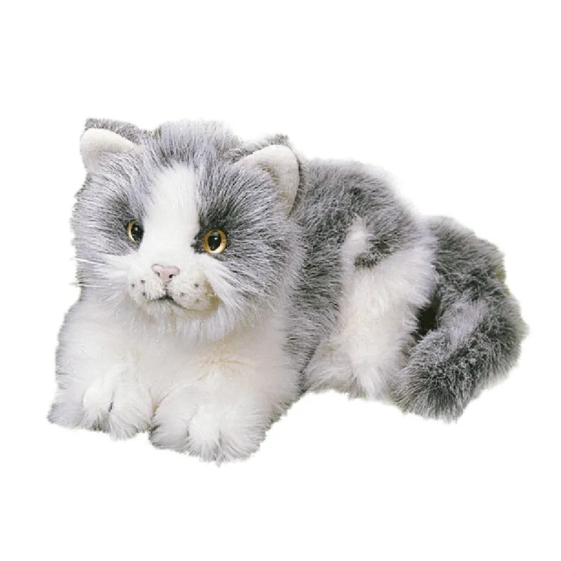 Laatste Kans Grijze en witte kat knuffel - pluche - 20 cm - poes