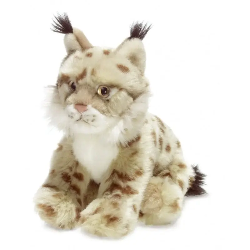 WNF lynx knuffel - pluche - grijs/bruin - 23 cm - liggend Rechtstreeks Van De Fabrikant