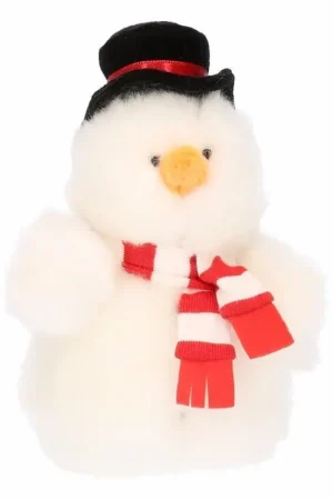 Pluche sneeuwpop knuffel - 14 cm - winter decoratie Flitsaanbieding
