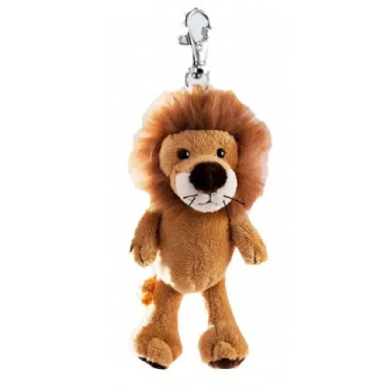 Pluche mini leeuw knuffel sleutelhanger - 10 cm - clip Gecertificeerd
