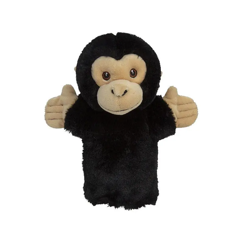 Speelgoed handpop aap - pluche - zwart - 23 cm Express Levering