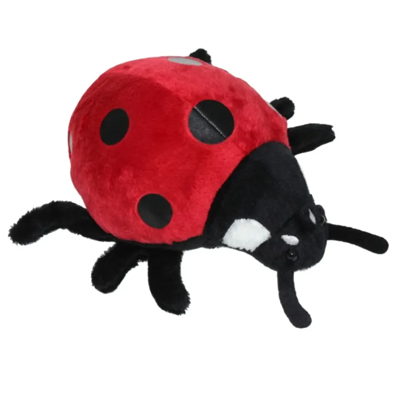 Pluche lieveheersbeestje knuffel - rood/zwart - 15 cm - knuffeldier Op = Op