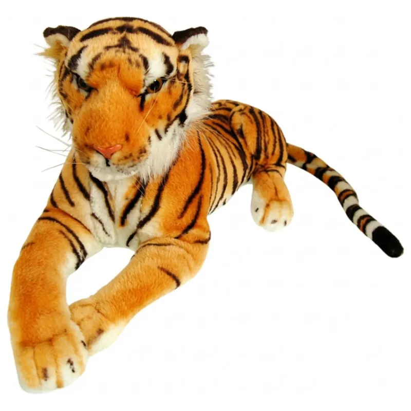 Grote tijger knuffel - pluche - liggend - 100 cm Merkproduct