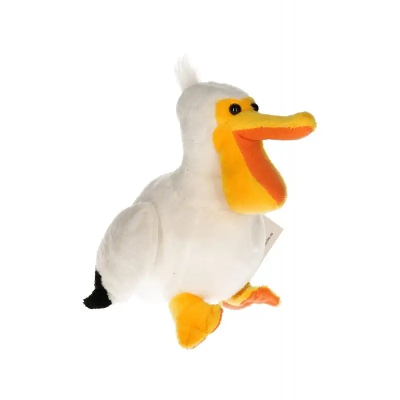 Pelikaan knuffel - pluche - wit/grijs - 17 cm - vogelknuffel Veilige Betaling