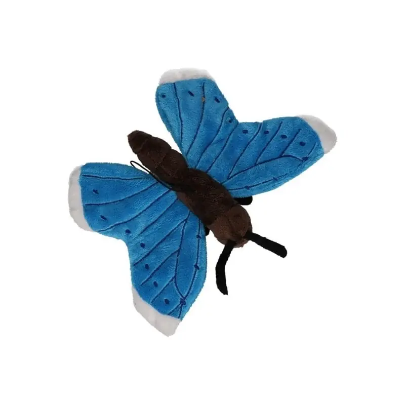 Vlinder knuffel blauw - pluche - 21 cm - met lus Must-Have