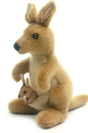 Hansa kangoeroe knuffel met baby - pluche - 20 cm Laatste Kans