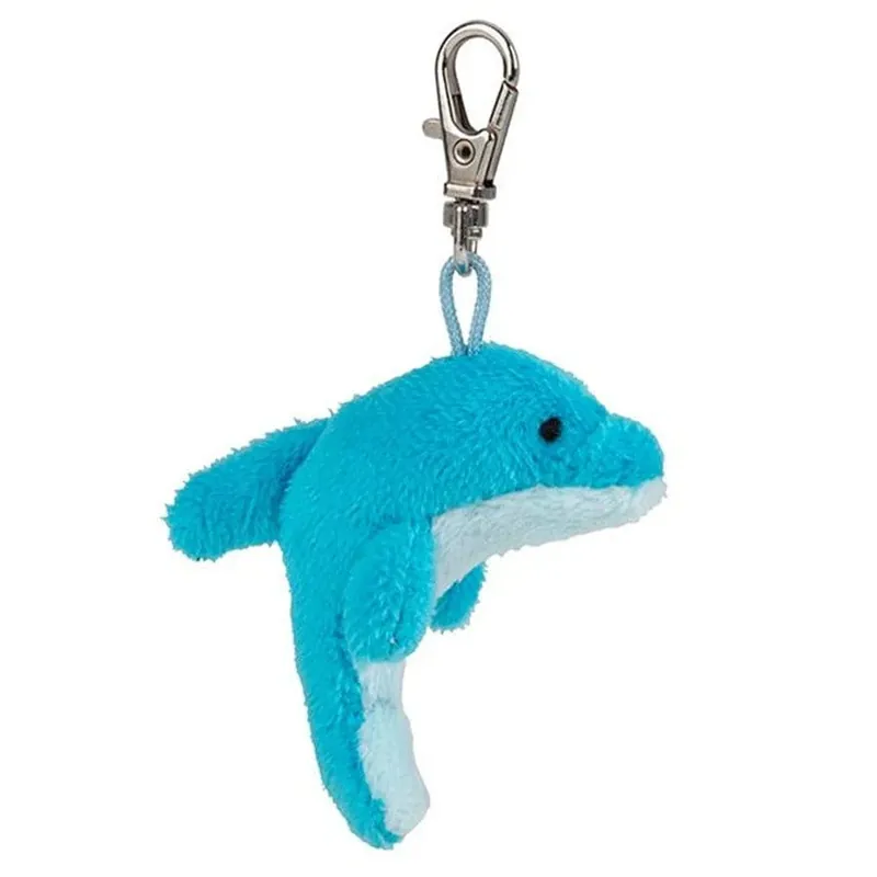 Fabrieksprijs Nature Planet dolfijn knuffel sleutelhanger - pluche - 6 cm - blauw - zeedier