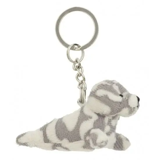 Direct Beschikbaar Gevlekte grijze zeehond knuffel sleutelhanger - pluche - 8,5 cm