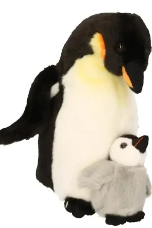 CarlDick pinguïn knuffel - pluche - 32 cm - met jong - zuidpool dieren Beperkte Voorraad