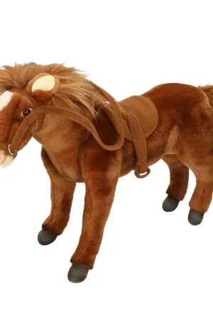 Hansa pluche paard knuffel - met zadel - 37 cm - dierenknuffel Gereduceerde Prijs