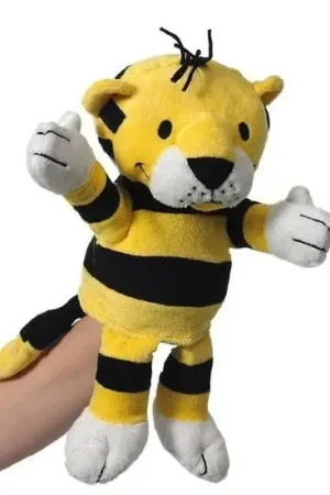 Direct Verzonden Pluche tijger handpop - 22 cm - knuffel - poppentheater - wilde dieren