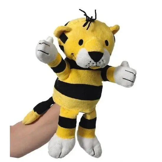 Direct Verzonden Pluche tijger handpop - 22 cm - knuffel - poppentheater - wilde dieren