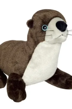Exclusieve Aanbieding Pluche rivierotter knuffel - bruin/wit - 33 cm - pluche