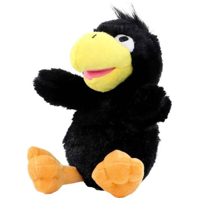 Betaalbaar MBW pluche kraai/raaf - knuffel - 21 cm - vogel knuffel