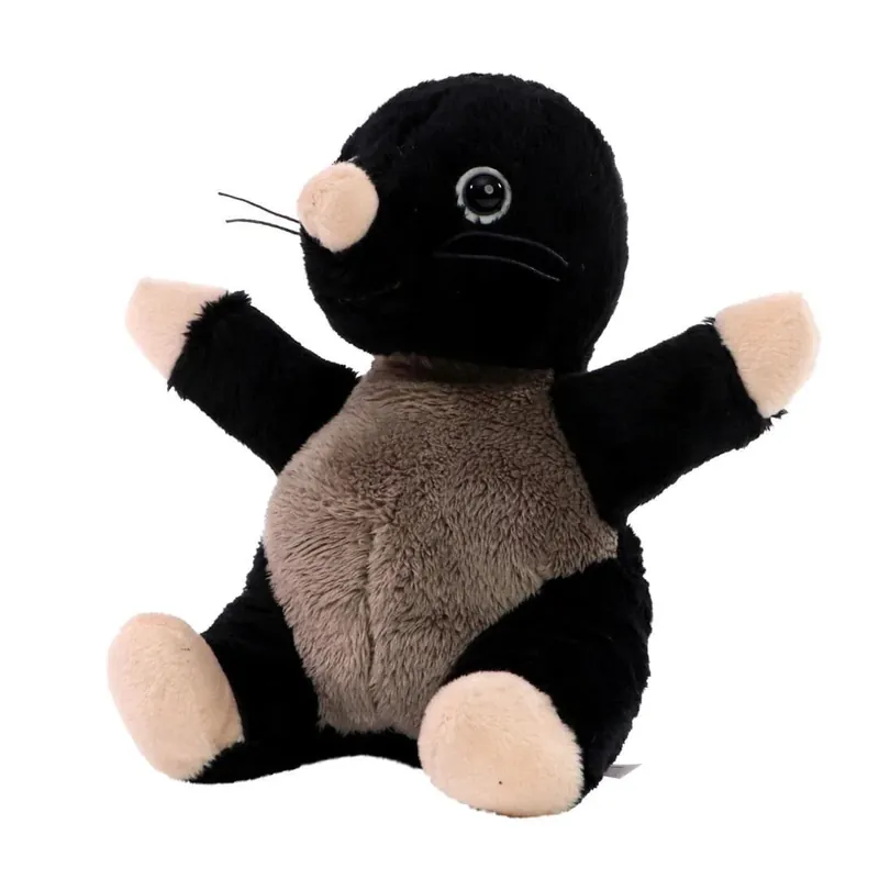 Pluche mol knuffel - zwart - 14 cm - tuindier Premium