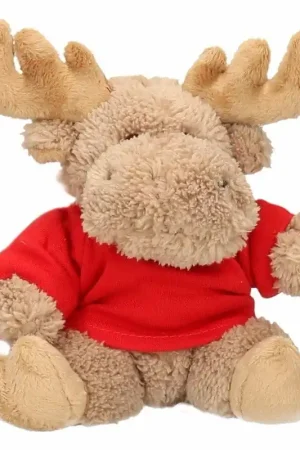 Hoge Kwaliteit Knuffel Eland - pluche - 15 cm - rood shirt - kerst