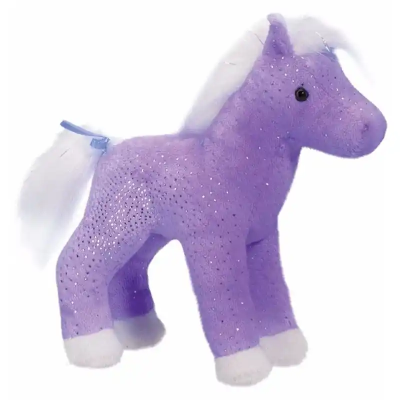 Must-Have Pluche paard paars met glitters - knuffel - 18 cm