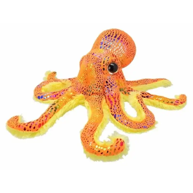 Wildplanet octopus knuffel - pluche - oranje glitter - 25 cm Nu Kopen