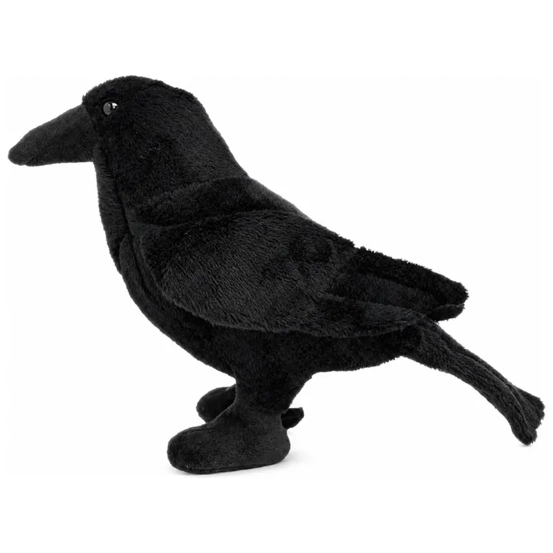 Pluche kraai/raaf knuffel - 18 cm - zwart - vogel Hete Deal