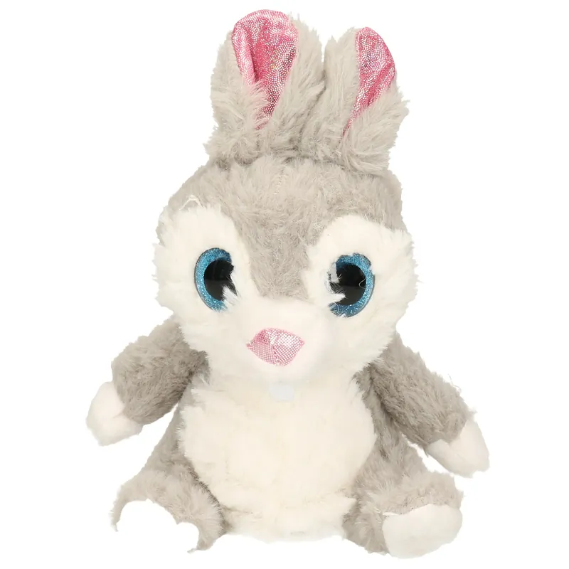 Wild Planet knuffel konijn - grijs - pluche - 24 cm Lage Kosten