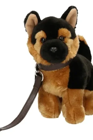 Merkproduct Duitse Herdershond knuffel - pluche - 22 cm - met riem