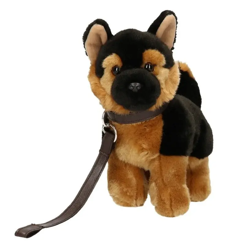 Merkproduct Duitse Herdershond knuffel - pluche - 22 cm - met riem