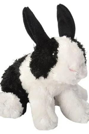 Alleen Vandaag Wild Republic Hollander konijn knuffel - pluche - zwart/wit - 18 cm